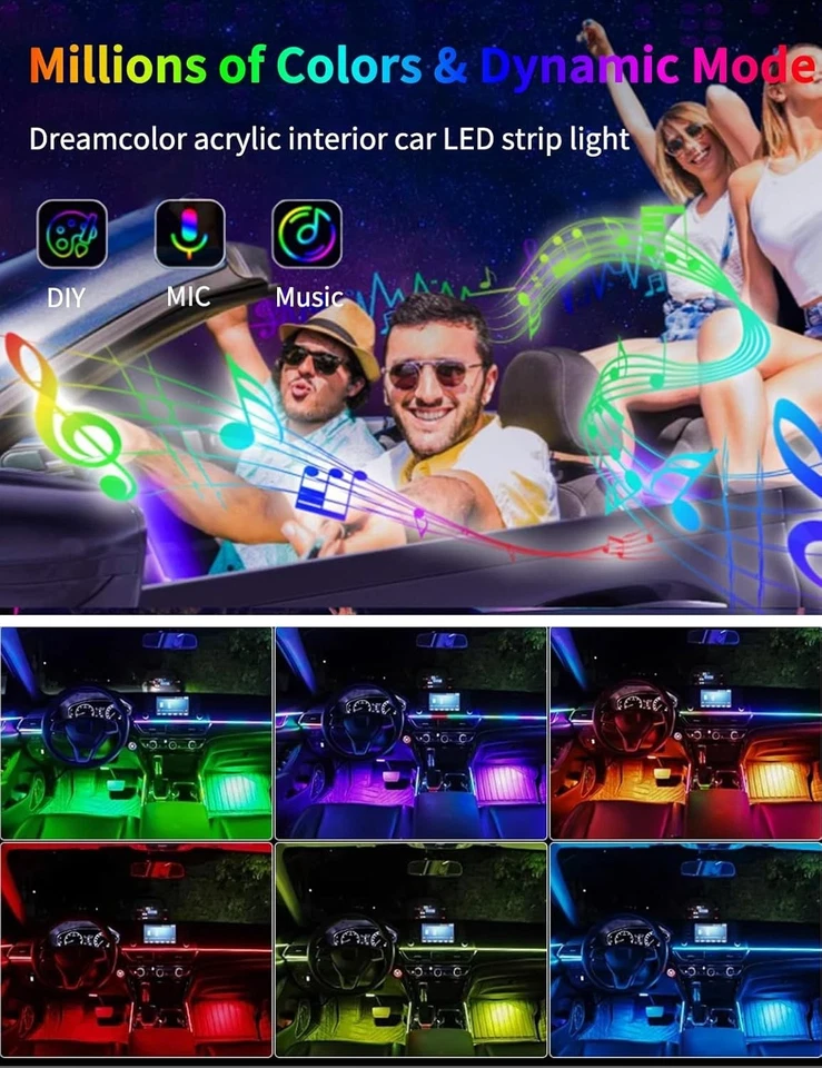 Car Interior LED Ambient Lights with App Control & Music Sync - Image 4 of 4