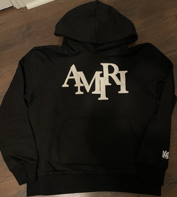 AMIRI Black Logo Hoodie Pullover Extra Large Men's