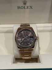 Rolex Sky-Dweller 42mm Everose Gold Chocolate Arabic Dial Fluted Bezel 326935