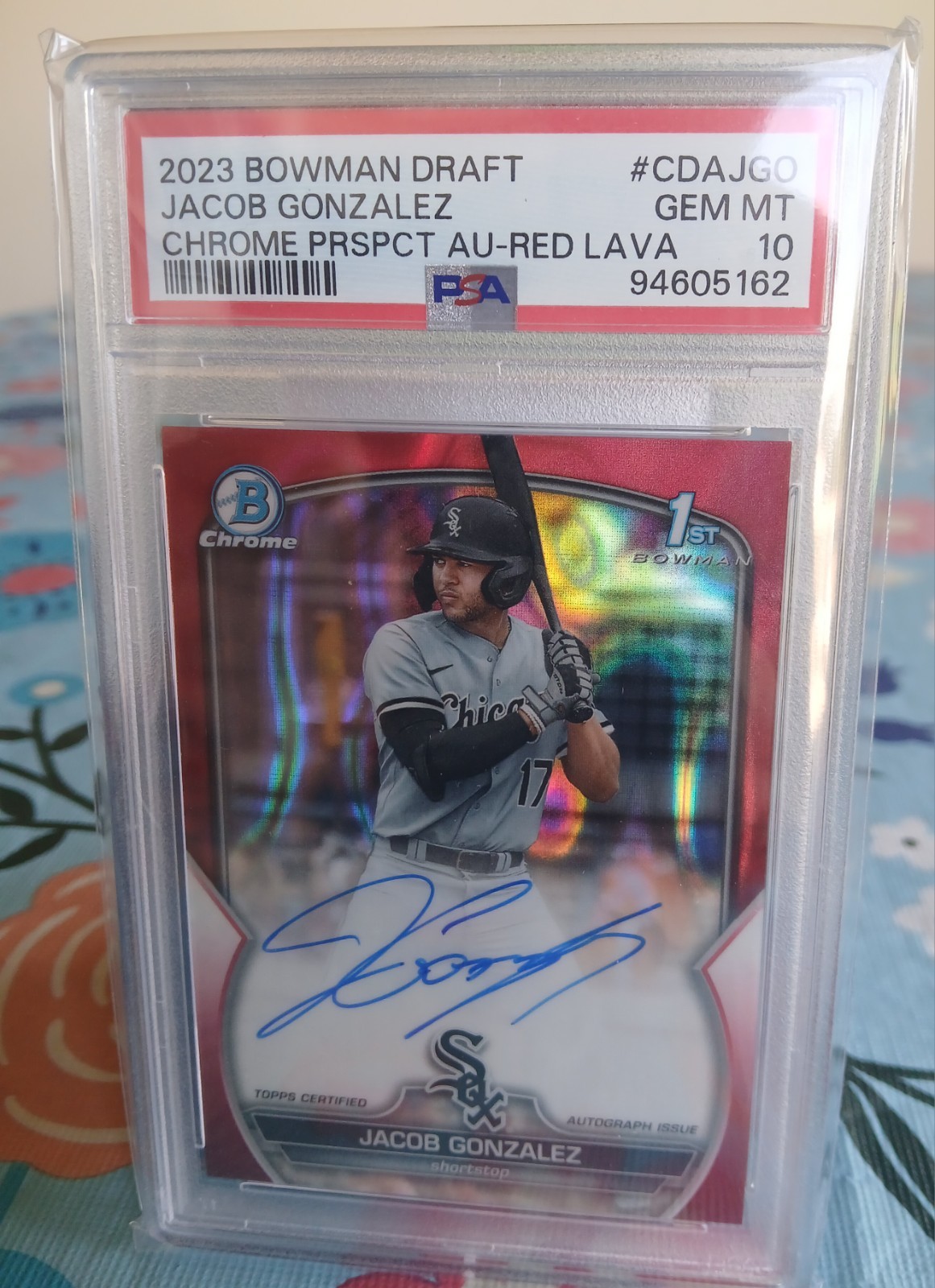 2023 1st Bowman Draft Jacob Gonzalez Chrome Auto-Red Lava 4/5 PSA 10 POP 1
