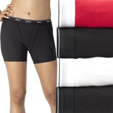 Hanes Women's Originals Mid-Thigh Boxer Brief Pack, Stretch Assorted, 4-Pack