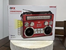QFX Radio Bluetooth Retro AM & FM SW R-333BT RED w/ Flashlight & Flood Light NEW
