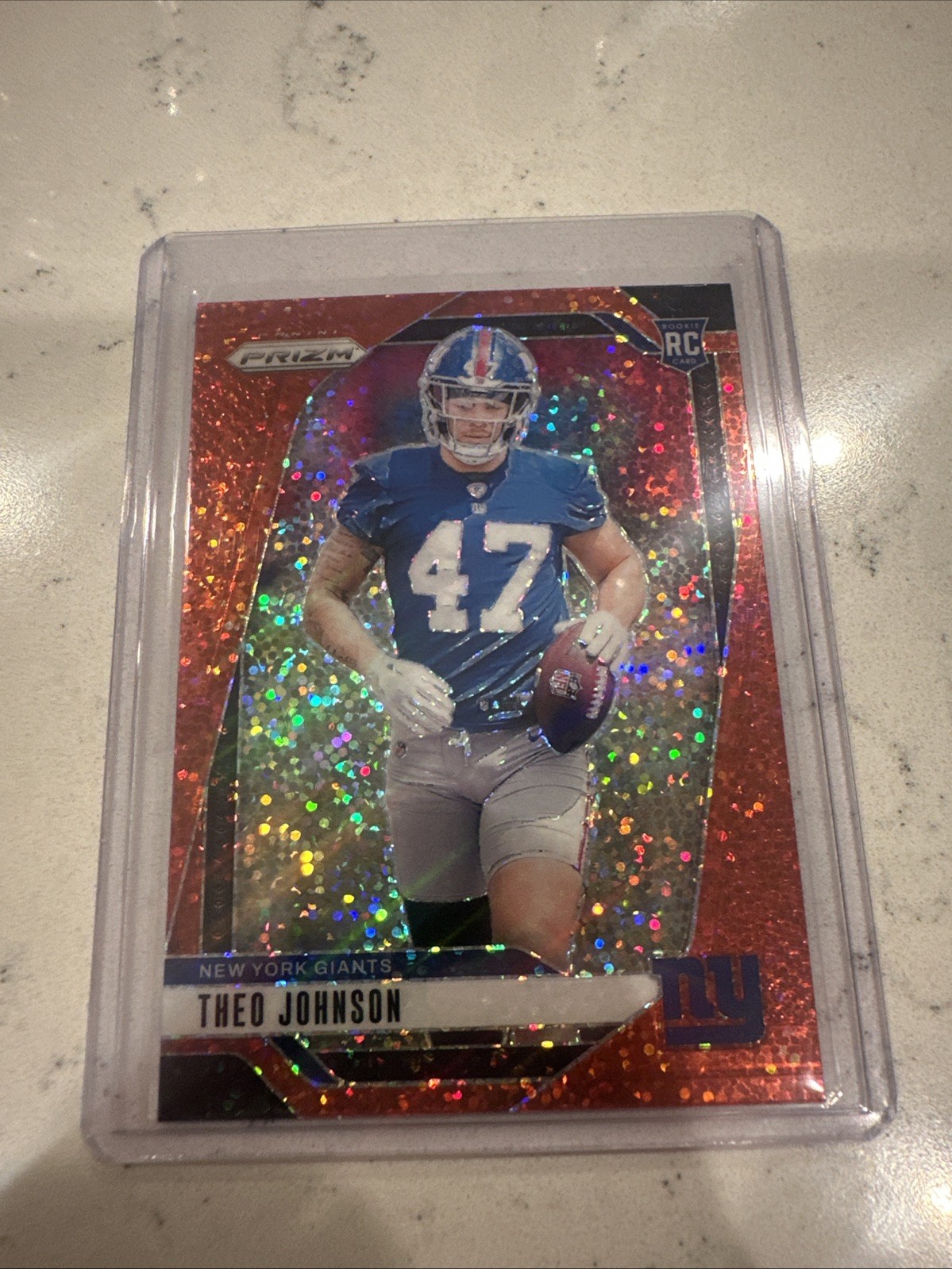 2024 Panini Prizm - Rookies Theo Johnson #390 Red Sparkle Prizm (RC)