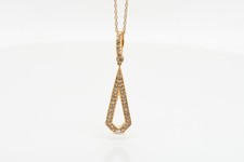 14k Yellow Gold Vintage Art Deco Style Diamond Pendant with 16” Chain