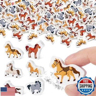 Chivao 72 Pcs Cute Horse Erasers Back to School Gifts for Kids Animal Pencil 