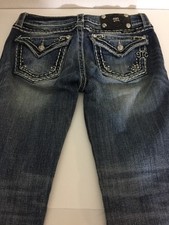 MISS ME Jeans Size 26 Embellished Thick Stitch Pocket Bling 29 X 29