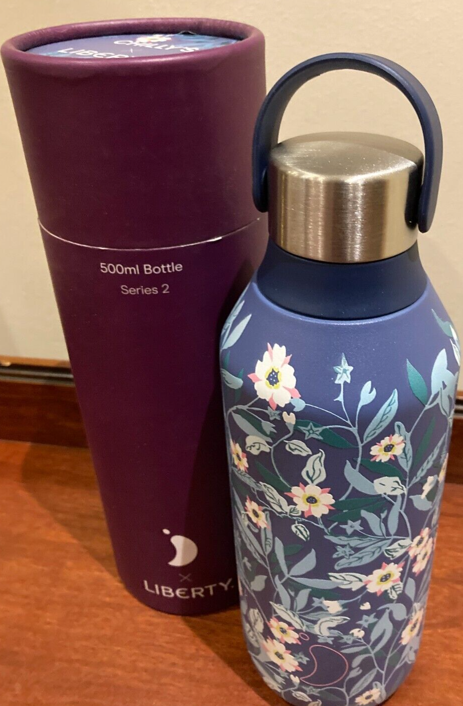CHILLY'S  INSULTED  BOTTLE   500ML   S2 LIBERTY BRIGHTON  BLOSSOM WHALE BLUE
