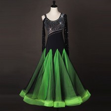 Latin Ballroom Dance Dress Modern Salsa Waltz Standard Long Dress F244 2 Colors