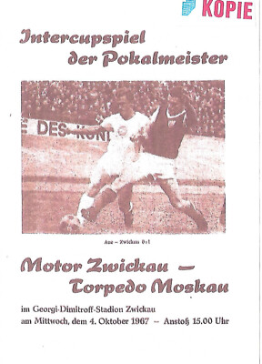 IFC Motor Zwickau-  Torpedo Moskau 4.10.1967 Farbkopie/ Reprint