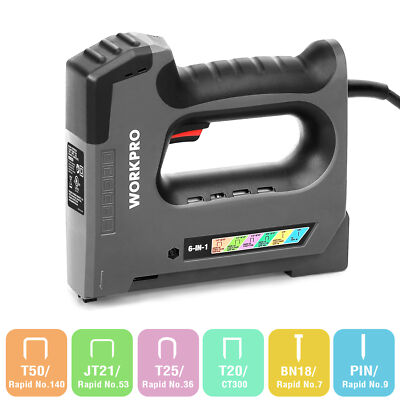 110V Corded 6 in 1 Staple Gun Electric Stapler Tackers Brad Nailer With Staplers