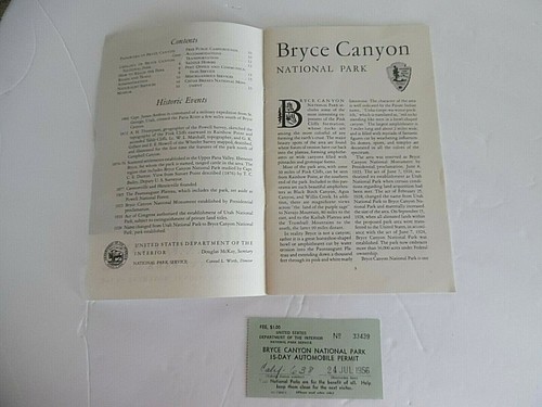Vintage 1955 Bryce Canyon & Zion National Park Brochures & 15-Day Auto Permit - Picture 7 of 9