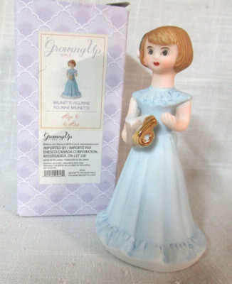 Enesco Growing Up Birthday Girls ~ #9530 ~ Brunette ~ Age 6