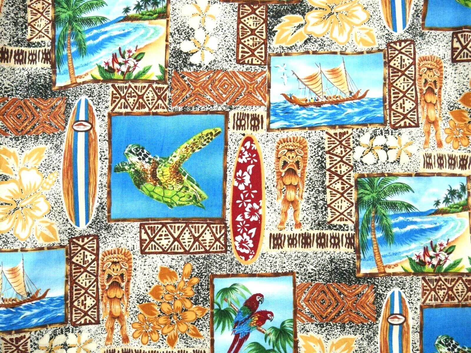 Hilo Hattie Sea Turtles Surfboards Hawaiian Print Sum… Gem