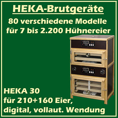 HEKA 30 - fully-automatic egg-incubator with separate hatcher - for 210+160 eggs