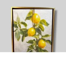 Lemon Branch Framed Canvas Wall Art 10x8 – Kitchen Decor – New Without Box