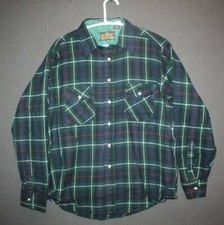 Vtg Sears Sportswear Mens Green Plaid Perma-prest Acrylic Shirt Mens L M