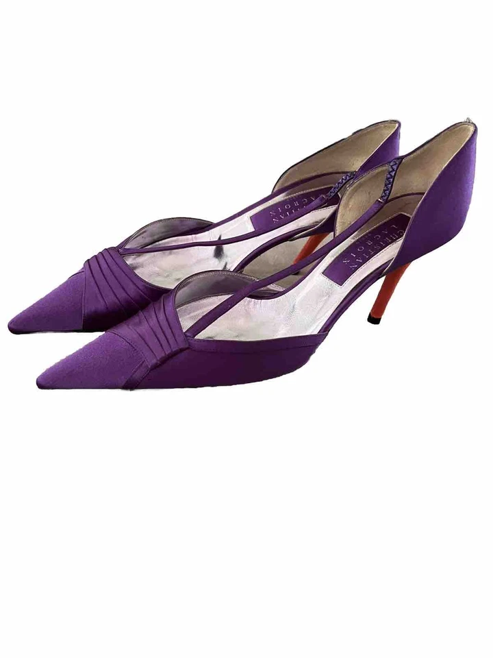 Zapatos para mujer Christian Lacroix Paris, punta cerrada, tacones morados-naranja. Talla 8 Foto 3 de 4