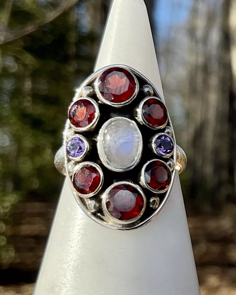 Nicky Butler Sterling Silver Amethyst Moonstone Garnet Ring 6