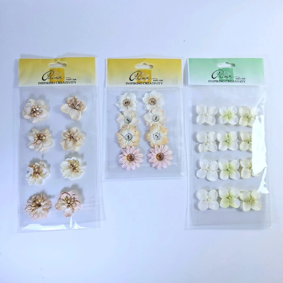 Lote de 14 adornos de tela de papel floral Prima FLOWERS Foto 4 de 4