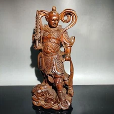 vintage wood carving modern home decor wooden sculpture Boxwood buddha Warrior