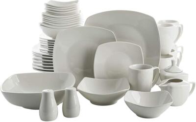 Gibson Home Zen Buffet Dinnerware Set Service for 6 39pcs White Square