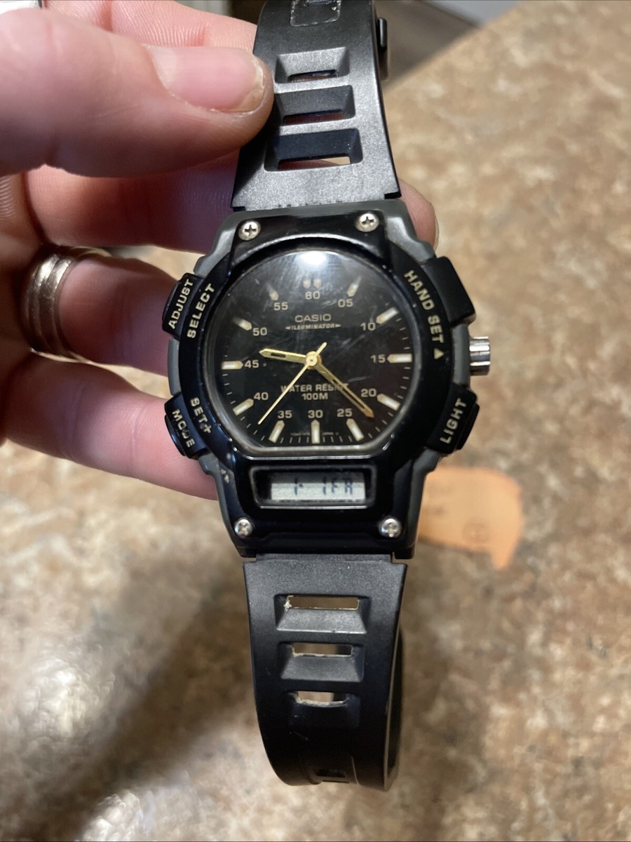 Casio 5159 AQ-150W Digital/Analog 33mm Black Resin Illuminator