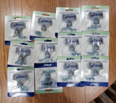 LOT 120 Packs Asics  CHAMP 6mm (1/4 inch) Compression Tiered Spikes & Wrench.