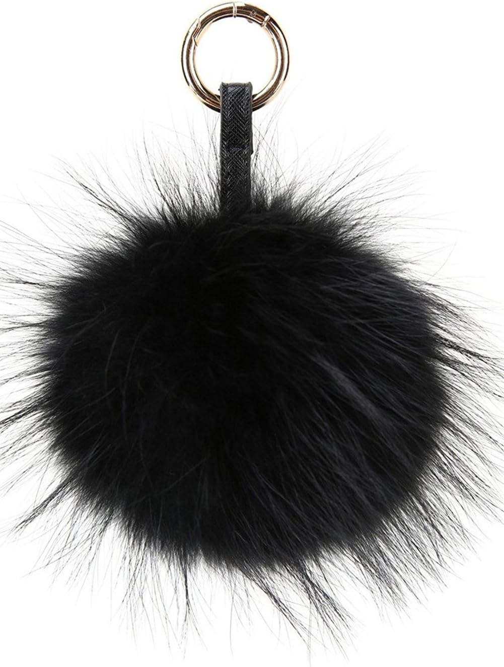 "6\"Large Fluffy Genuine Fur Pom Pom Keychain Puffy Ball Car Keyring / Bag Purse"