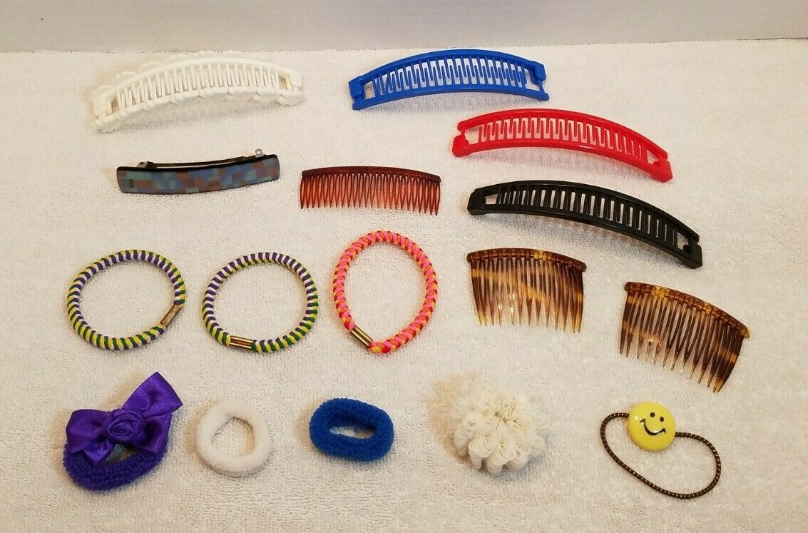 Lot of Vintage Hair Accessories Ties Banana Clips Combs  display picture 1