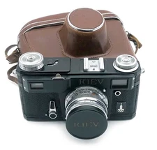 Soviet Contax copy KIEV 4A Olympiad 1980 BLACK 35mm camera with Jupiter-8M USSR