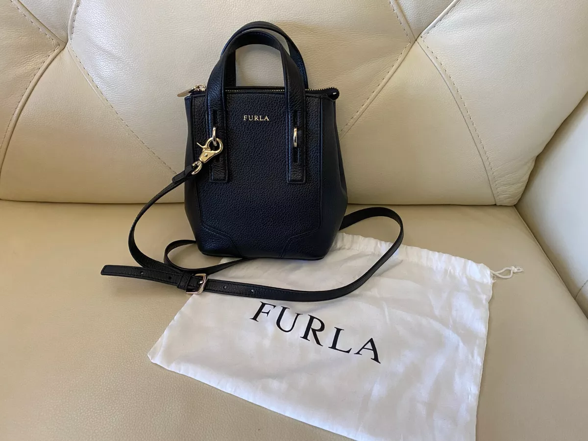 FURLA Perla Mini Crossbody Tote Black Pre Owned eBay