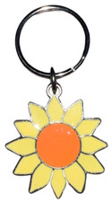 Purse Charm Key Chain Charm Enamel Sunflower in Orange and Yellow