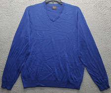 Greg Norman Golf Performance Sweater Men Blue V-Neck Ribbed Cuff  Hem Pullover