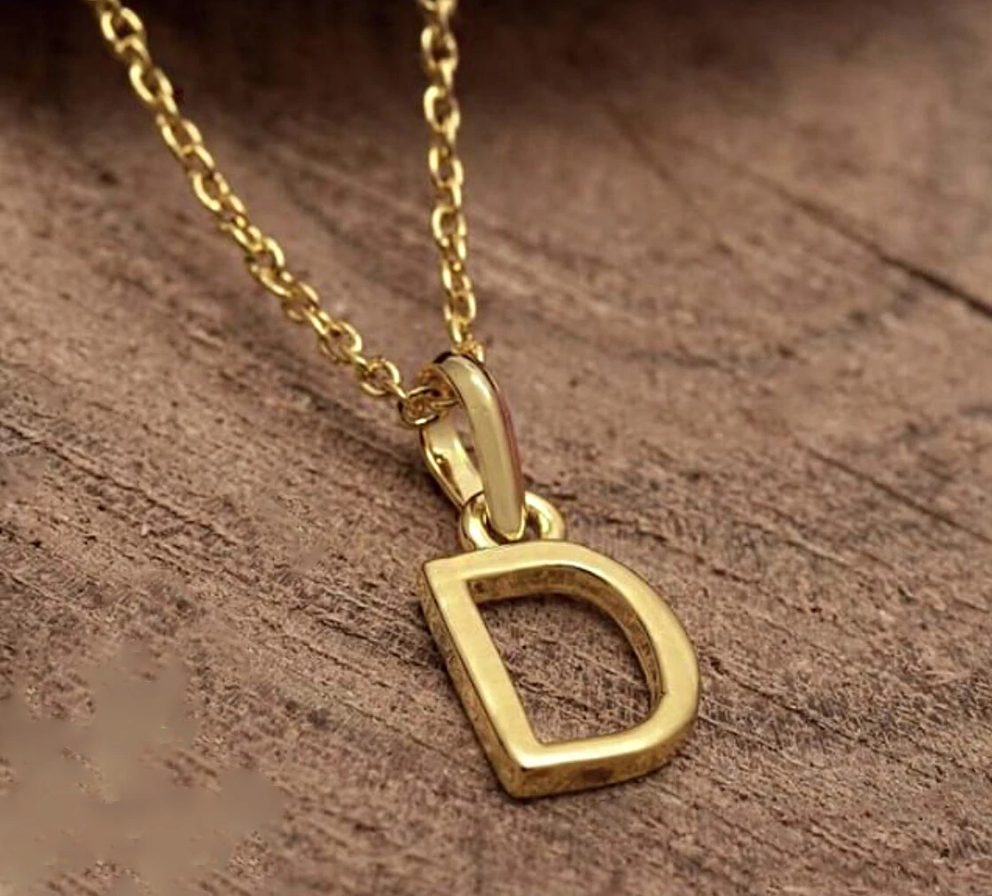 Fine Jewelry 18 Kt Solid Yellow Gold Alphabet Letter D Initial