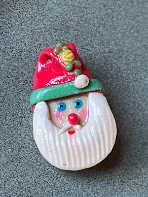 Hand Made Small Polymer Clay or Other Material Santa Claus Head Christmas  Holida