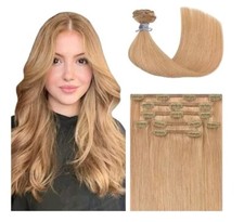 Golden Brown Hair Extensions Clip In Human Hair Extensions Reddish Blonde 70g...