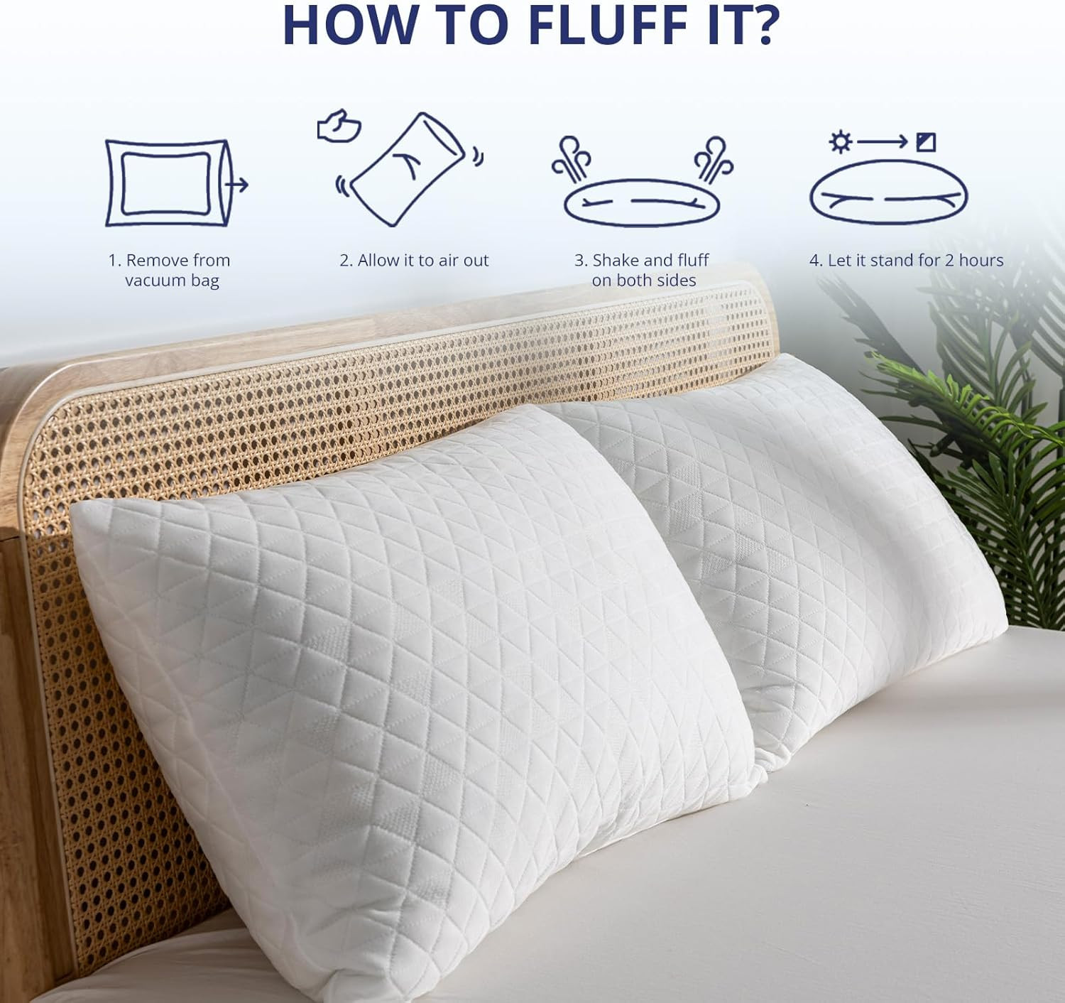 Shredded Memory Foam Pillows, Bed Pillows for Sleeping, Medium Firm Pillows Stan