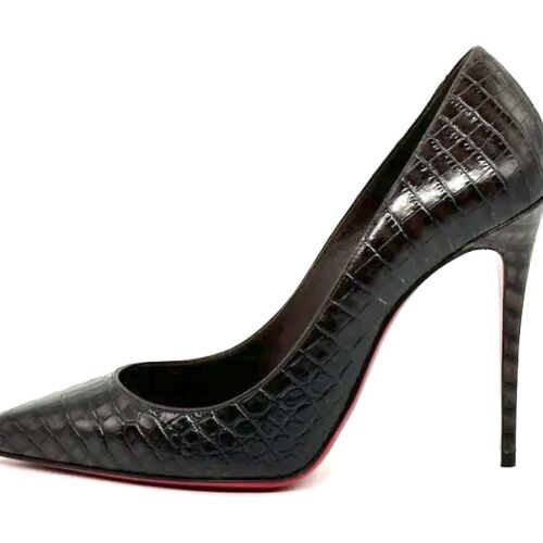 Christian Louboutin KATE 100 Crock Becerro Ali Tacones de Cuero Zapatos de Bombo Marrón $845 - Imagen 3 de 22