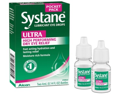 Systane Ultra Lubricant Eye Drops Pocket Pack 2x4mL Dry Eye Relief Exp 09/26+