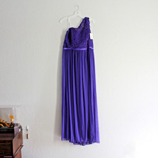 David's Bridal Long One Shoulder Lace Dress sz 18 Regency Purple elegant classy