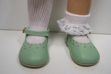 Lt Green Heart Cut-Outs Doll Shoes w/Black Soles For Chatty Cathy Debs 