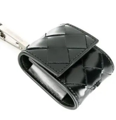 Bottega Veneta Black Intrecciato Leather AirPods Case with
