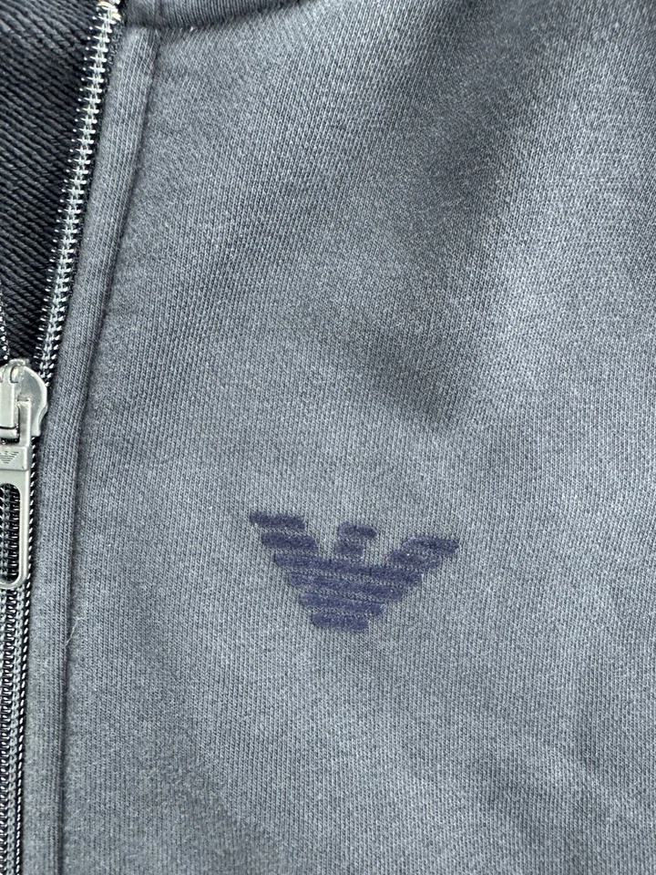 Emporio Armani Sudadera con Capucha Para Hombre Talla Mediana Negra Con Terciopelo Tubería Manga Larga Top Foto 3 de 4