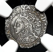 ENGLAND. Elizabeth I. Hammered Silver Threefarthings, 1561, S-2571, NGC XF45