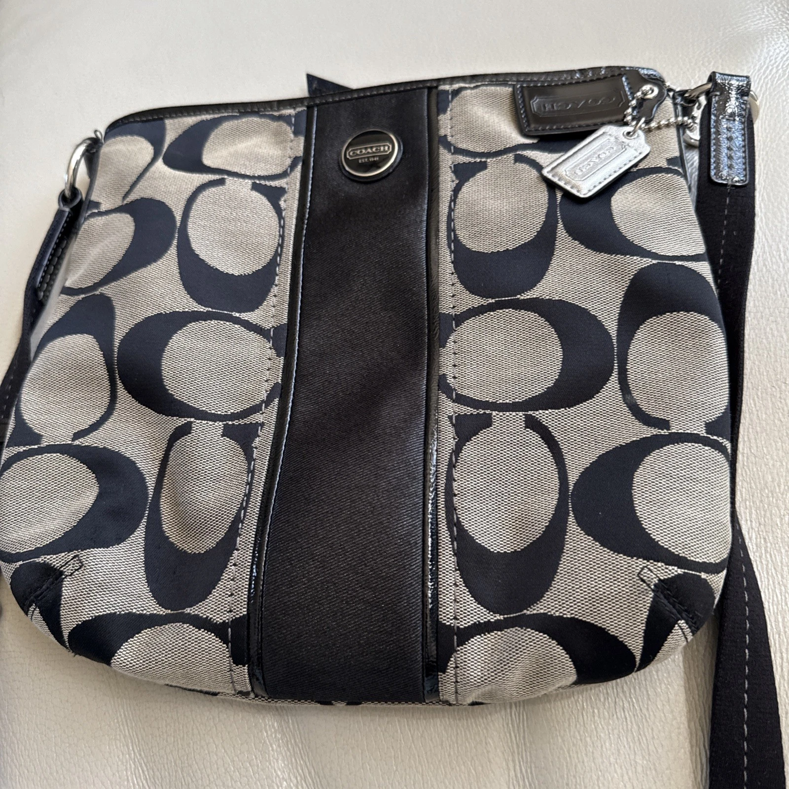 Borsa Coach Tracolla Autentica F21905 Firmata Riga Nera