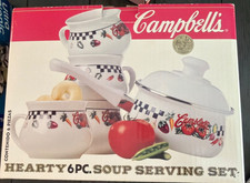 Vintage "NEW" in Box Campbell's 6 Piece Hearty Soup Serving Set 1997 by Gibson