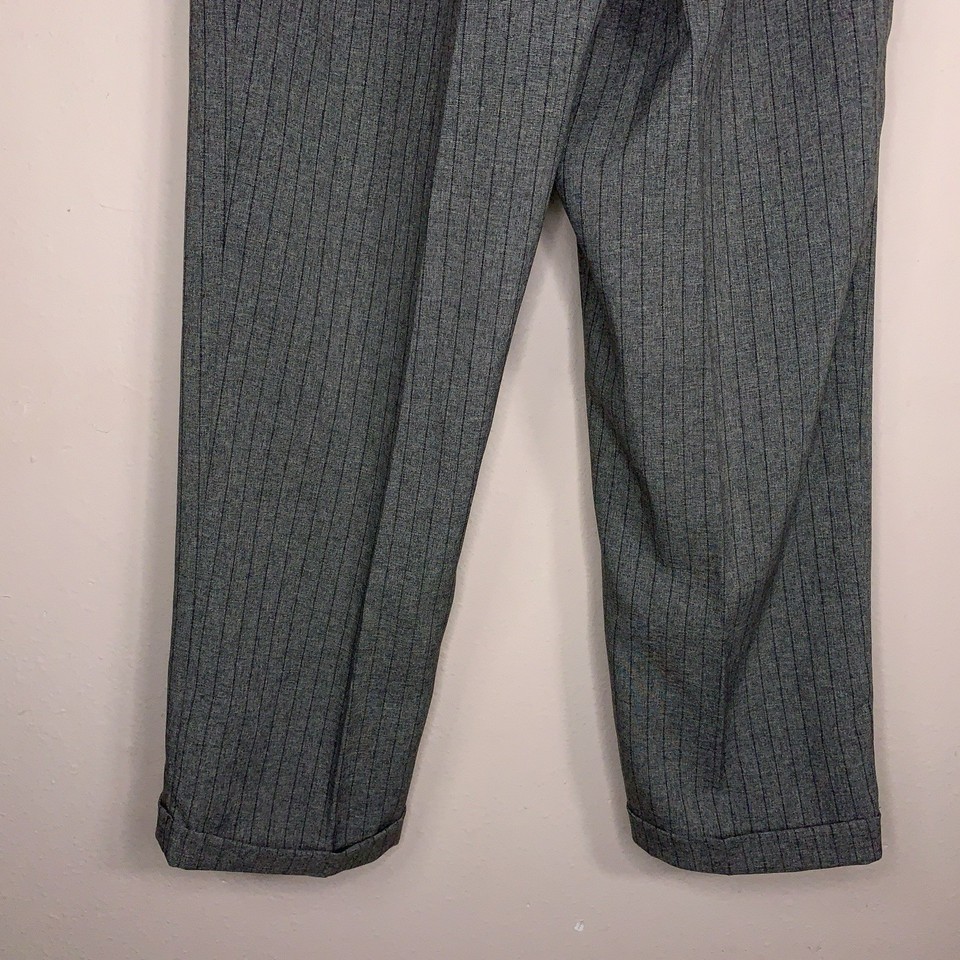 Pantalon De Costume Homme Paul Betenly 38R - Gris Rayé - 100% Laine - Flat Front