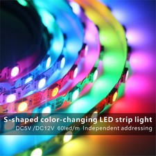 5M 5V 12V S Shape Foldable Led Strip Light WS2812 WS2815 Addressable Pixels