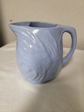 Vintage Pastel Blue Nelson McCoy Angel Fish Pitcher 6” Tall. Art Deco