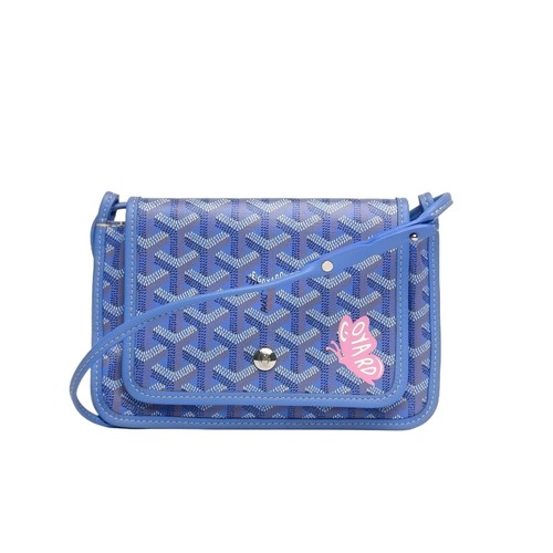 GOYARD PLUMET Three-layer WOC Blue PVC Crossbody Bag